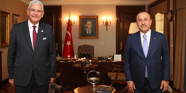 Meeting of Foreign Minister Mevlüt Çavuşoğlu with Ambassador Volkan Bozkır elected President of the 75th United Nations General Assembly, 24 June 2020