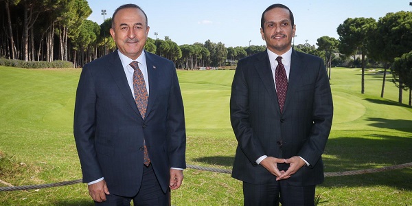 Meeting of Foreign Minister Mevlüt Çavuşoğlu with Sheikh Mohammed bin Abdulrahman Al Thani, Deputy Prime Minister and Foreign Minister of Qatar, 5 November 2020