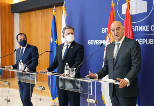 Statement of Minister of Foreign Affairs Nikos Dendias following the trilateral meeting with his colleagues from Serbia, Nikola Selaković, and the Republic of Cyprus, Nikos Christodoulides (Belgrade, 5 April 2021)