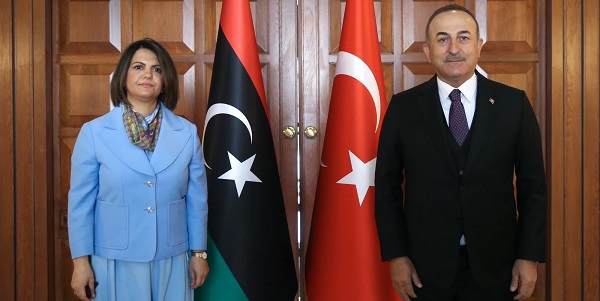 Meeting of Foreign Minister Mevlüt Çavuşoğlu with Foreign Minister Najla Mangouch of Libya, 12 April 2021