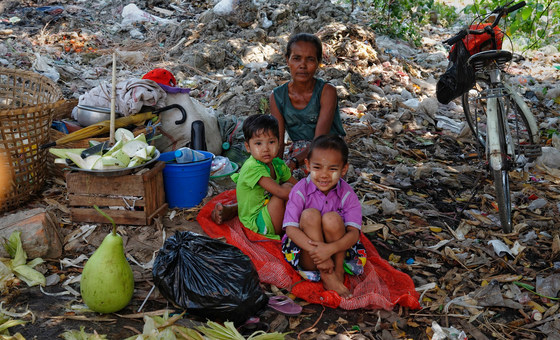 A homeless family in Myanmar has few support structures that it can depend on.