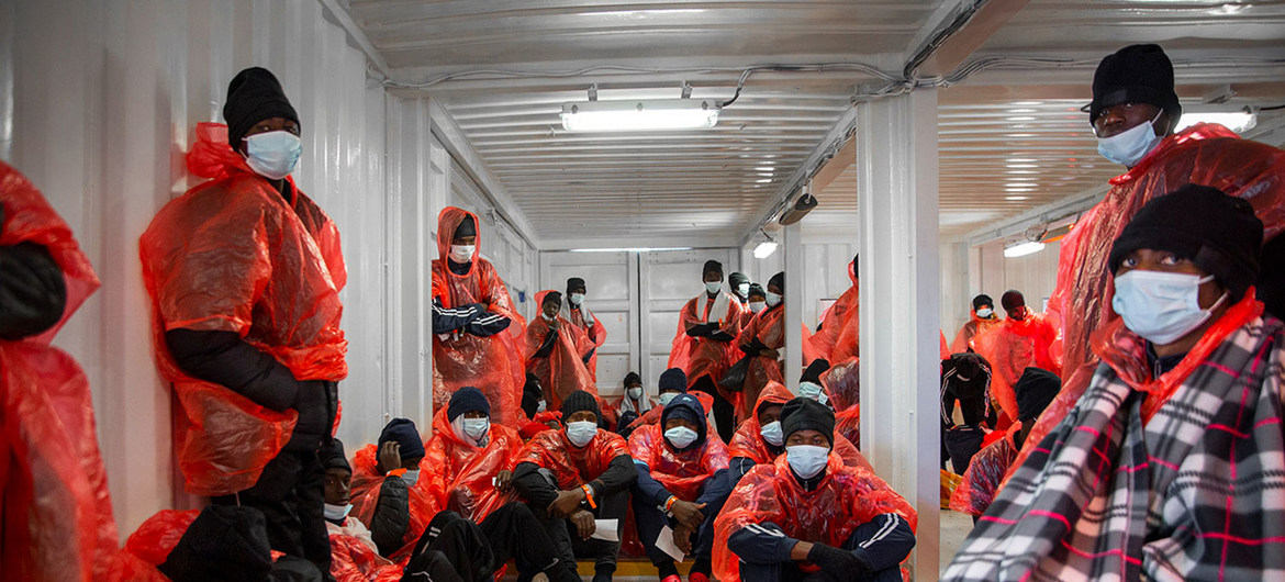 African migrants are rescued in March 2021in the Mediterranean Sea which remains one of the world's most dangerous maritime migration routes.