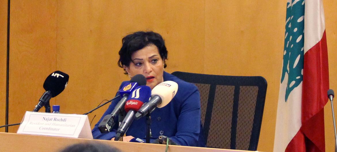 Lebanon’s UN Resident and Humanitarian Coordinator, Najat Rochdi, announces at a press conference, the extension of the Emergency Response Plan (ERP). 