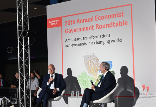 Minister of Foreign Affairs Nikos Dendias’ interview with “The Economist” and journalist Daniel Franklin at the 26th Annual Economist Government Roundtable (Lagonisi, 05.07.2022)