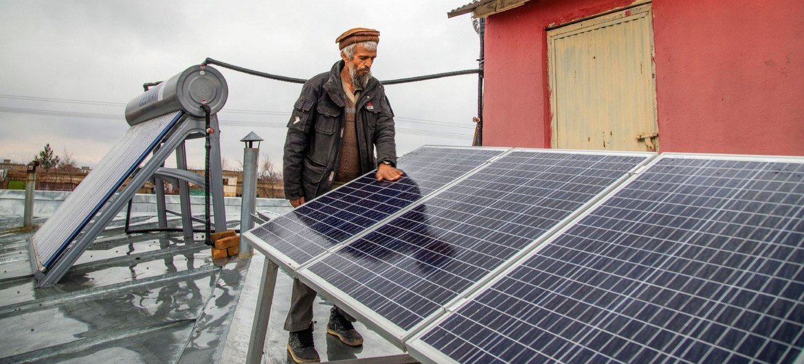 A health centre in Afghanistan is using renewable energy reducing the reliance on fossil fuels which are contributing to climate change.