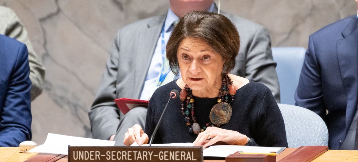 Rosemary DiCarlo, Under-Secretary-General for Political and Peacebuilding Affairs, briefs the UN Security Council meeting on Non-proliferation and the Democratic People's Republic of Korea.