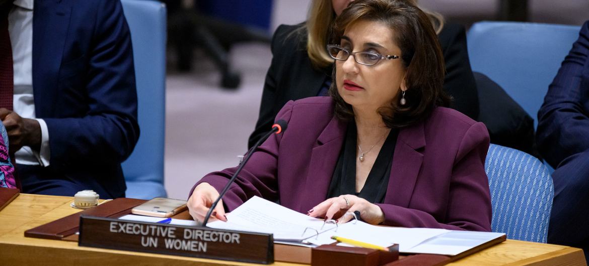 Sima Sami Bahous, Executive Director of UN Women, briefs the Security Council meeting on the situation in Somalia.