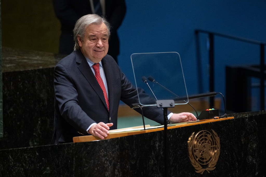 UN Secretary-General António Guterres addresses the GA event on the International Day of Remembrance of the Victims of Slavery and the Transatlantic Slave Trade.
