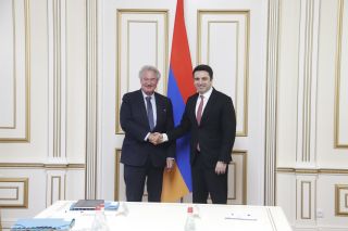 (fr. l. to r.) Jean Asselborn, Minister of Foreign and European Affairs; Alen Simonyan, President of the National Assembly of Armenia