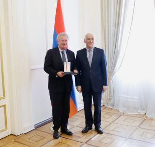 (fr. l. to r.) Jean Asselborn, Minister of Foreign and European Affairs; Vahagn Khachaturyan, President of the Republic of Armenia
