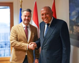 (left to right) Minister for Foreign Affairs and Foreign Trade, Minister for Development Cooperation and Humanitarian Affairs, Xavier Bettel; Minister for Foreign Affairs, Egypt Sameh Hassan Shoukry