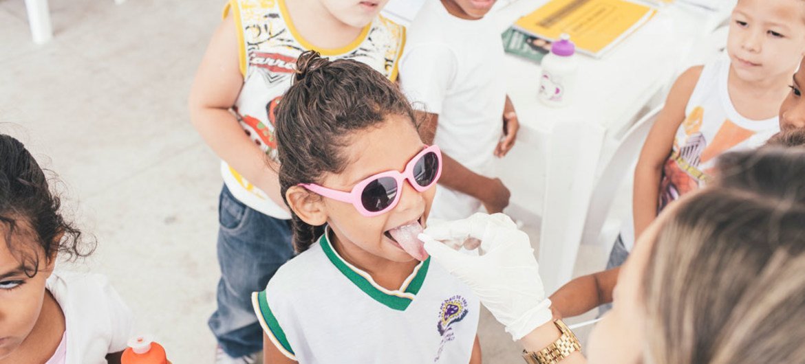 Leprosy prevention programmes are now happening worldwide, including this school campaign in Recife, Brazil. (file)