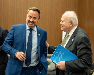 (fr. l. to r.) Xavier Bettel, Minister for Foreign Affairs and Foreign Trade and Minister for Cooperation and Humanitarian Affairs; Miguel Ángel Moratinos Cuyaubé, High Representative of the United Nations Alliance of Civilizations.