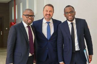 (fr. l. to r.) Romuald Wadagni, Minister of State with responsibility for the Economy and Finance of the Republic of Benin; Xavier Bettel, Minister for Foreign Affairs and Foreign Trade, Minister for Development Cooperation and Humanitarian Affairs; Olushegun Adjadi Bakari, Minister for Foreign Affairs of Benin.