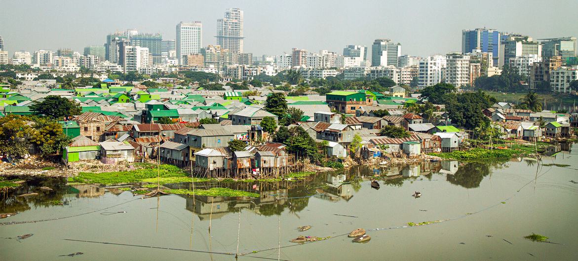 An informal settlement in Bangladesh's capital, Dhaka.